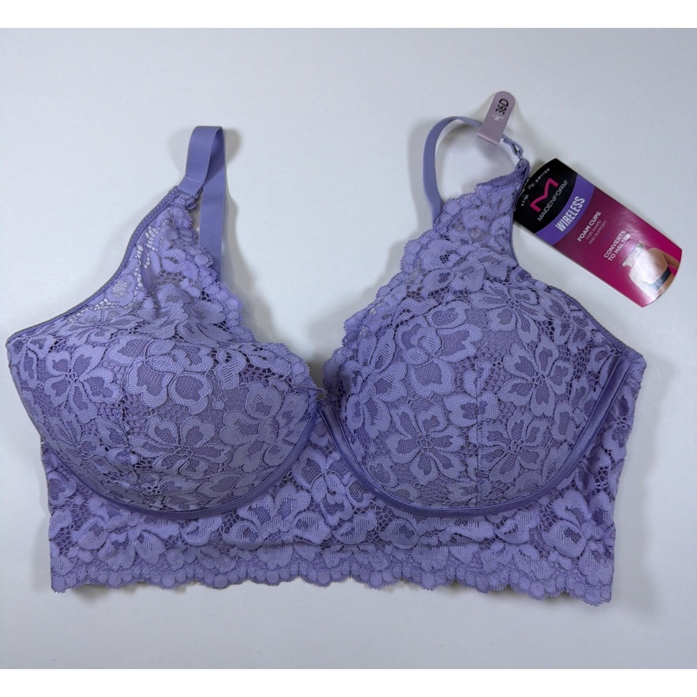 Maidenform Casual Comfort Convertible Lace Bralette DM1188 Purple Floral 36D NEW